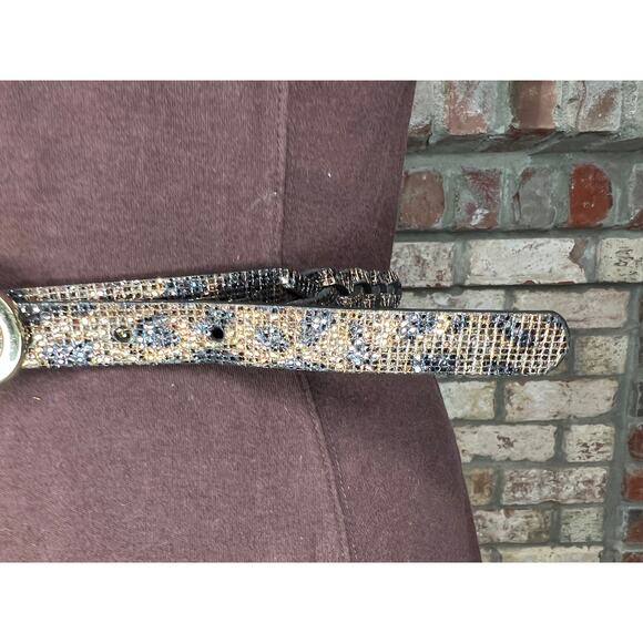 Nine west belt braided sparkly animal print y2k bronze black gold - Picture 4 of 12